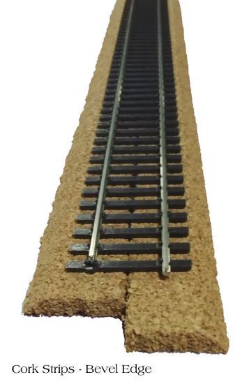 Cork Roadbed, 6mm, 36" Bevel Strips - HO Scale, Select: Box of 4