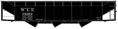 AAR 70-Ton Offset-Side 3-Bay Hopper - Kit -- Wheeling &amp; Lake Erie 78369 (black)