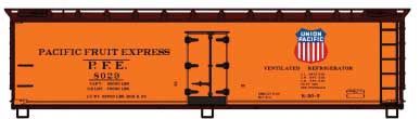 40' Wood Reefer - Kit -- Pacific Fruit Express (orange, Boxcar Red; Color Logos)