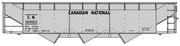 AAR 70-Ton Offset-Side 3-Bay Hopper - Kit -- Canadian National #109103 (aluminum, black)