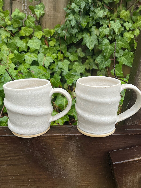 swirled white set of two mugs