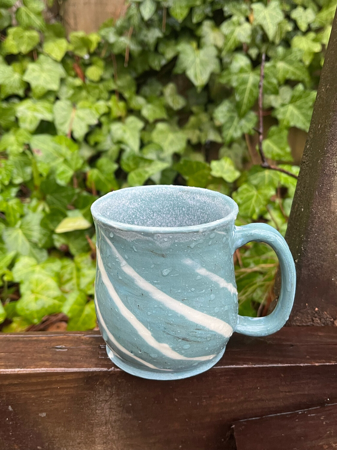 small colored clay marble gray/blue mug