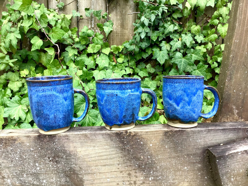 bright blue mug set