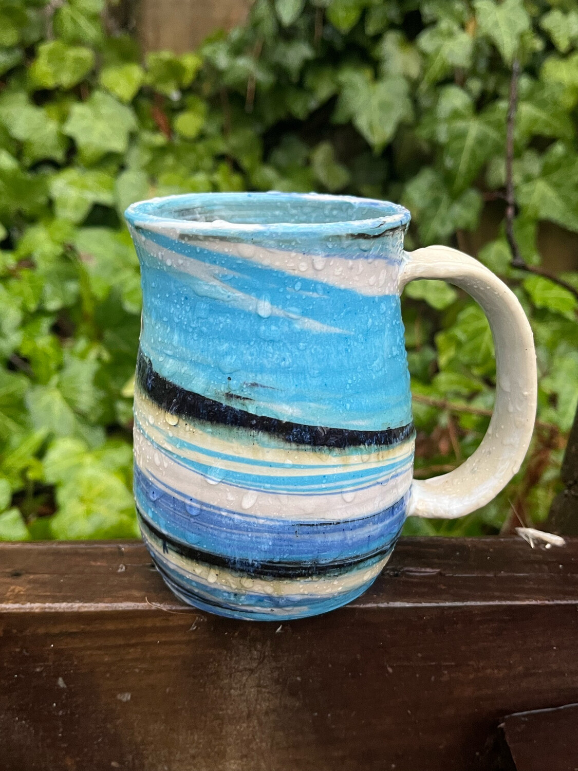 colored clay marble blue mugs
