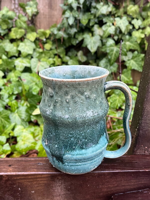large teal wave mug