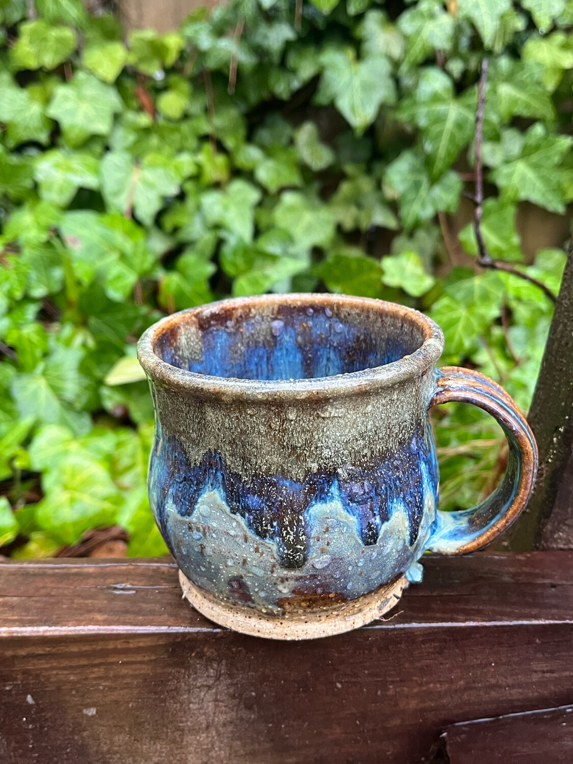 small green dark teal drip mug