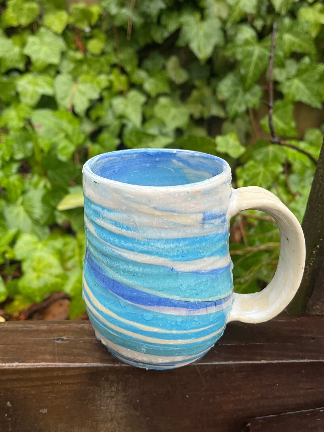 colored clay marble blue mug