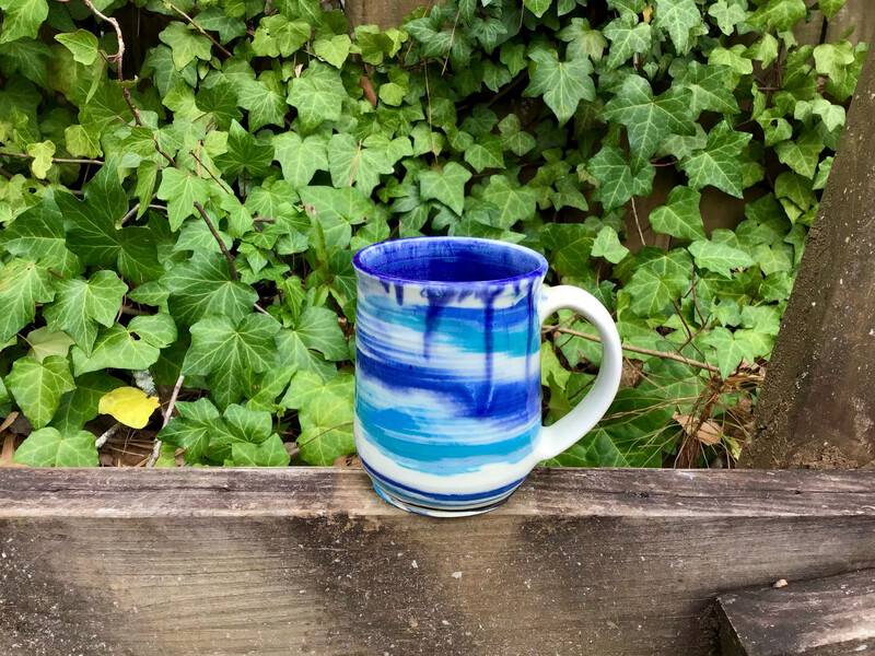 colored clay marble blue mug