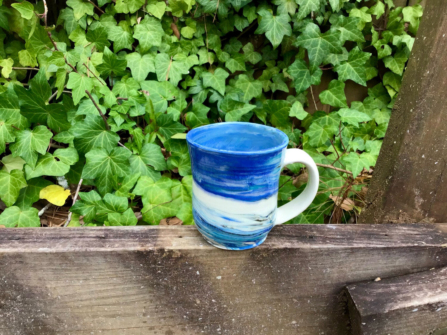 colored clay marble blue mug