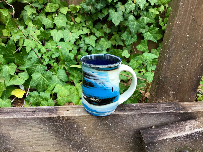 colored clay marble blue and black mug