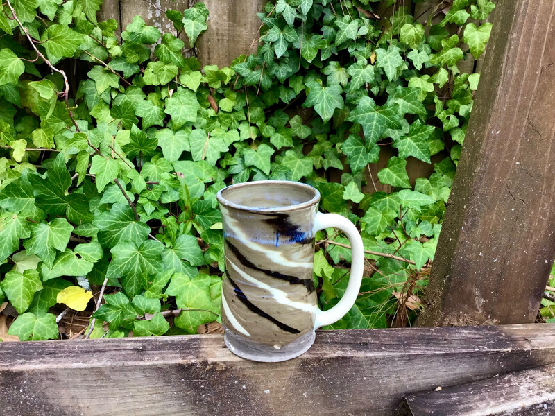 tiger striped tan mug