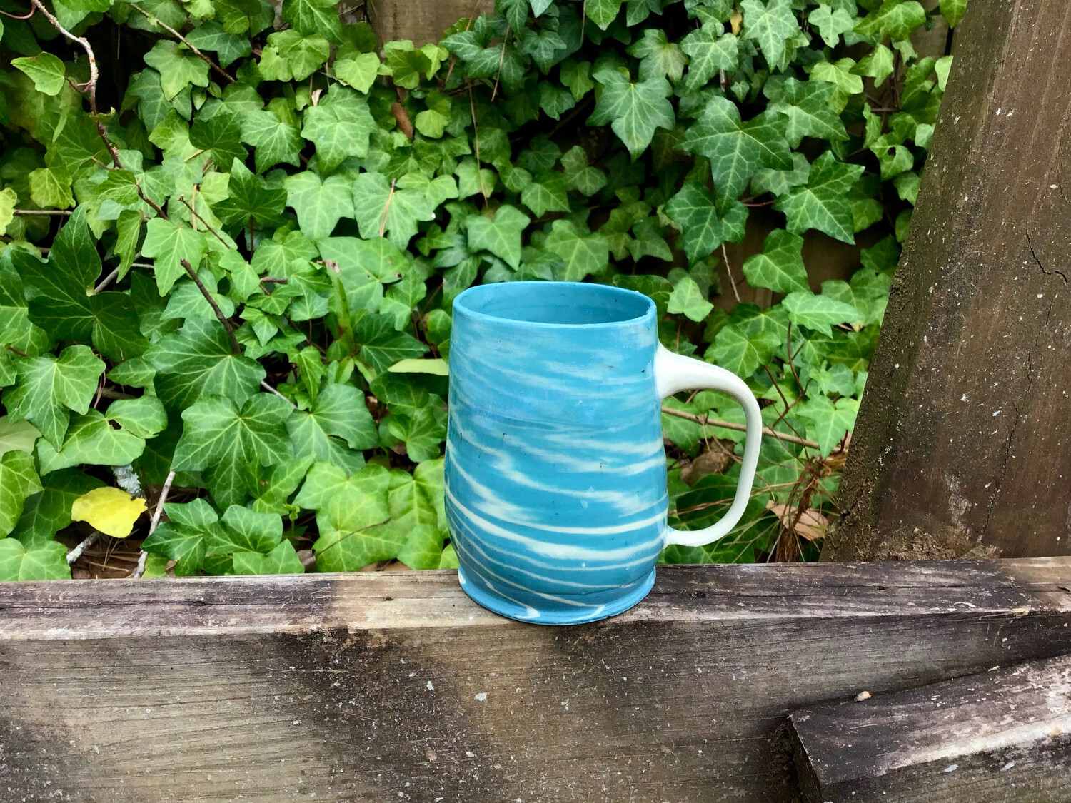 tiger striped teal mug