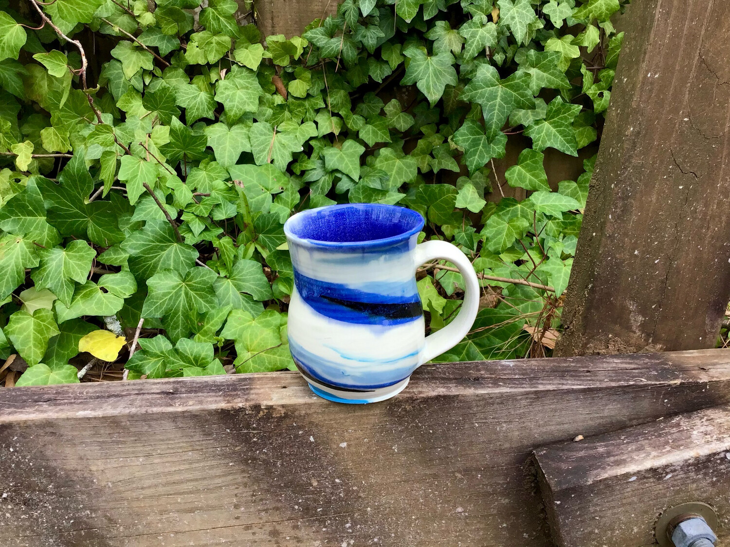 colored clay marble blue mug