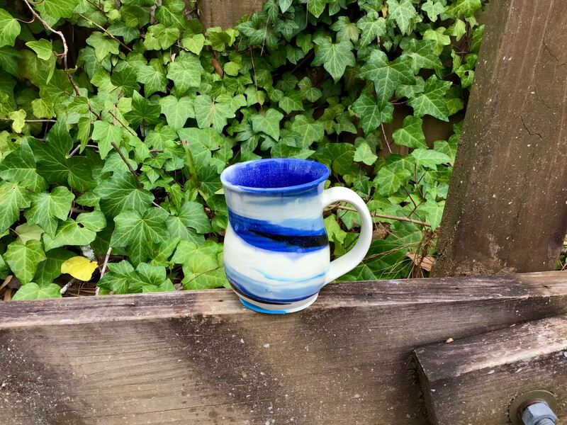 colored clay marble blue mug