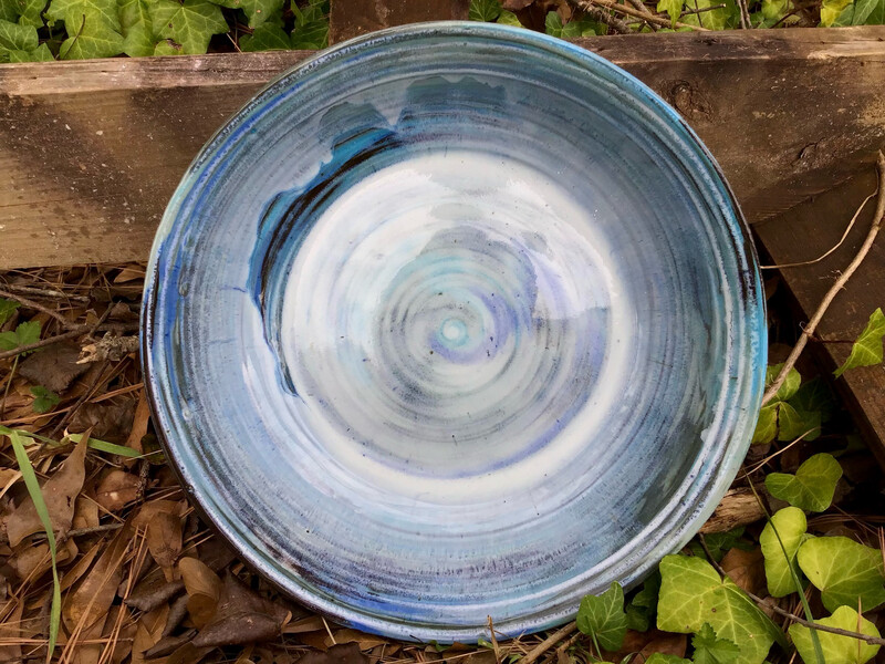 very large colored clay marbled bowl