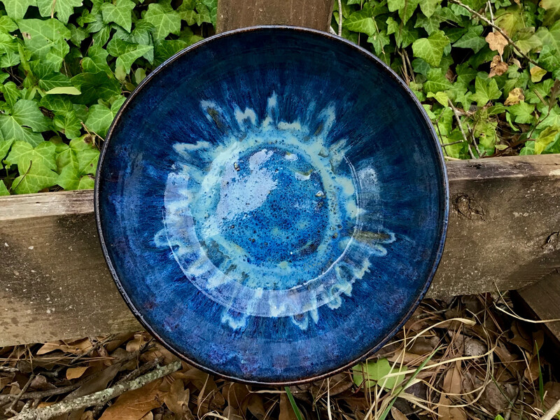 large vivid Blue drip bowl