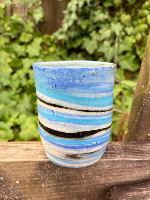 colored clay marble blue cup