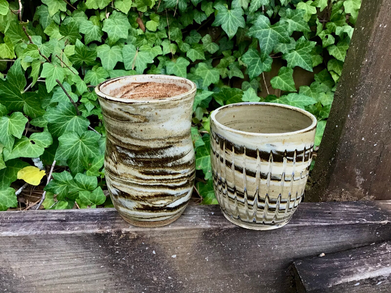 set of marble clay cups
