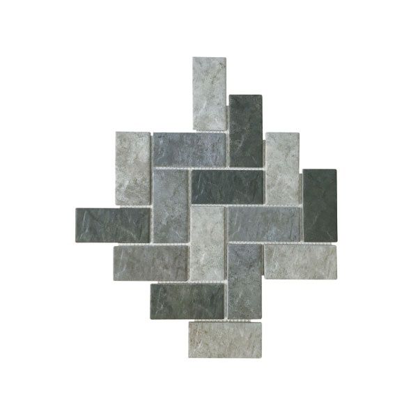 Porcelain Mosaic Fishbone Matt Grey Mix