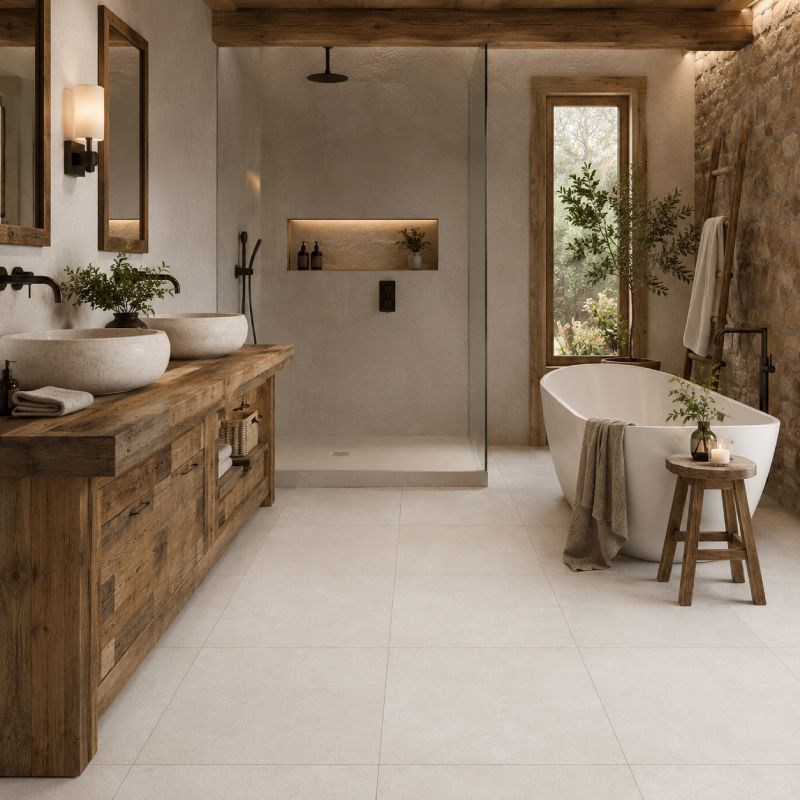Skyline Bone Matt Porcelain Floor Tile - 600 x 600mm Skyline Bone Matt Porcelain Floor Tile - 600 x 600mm