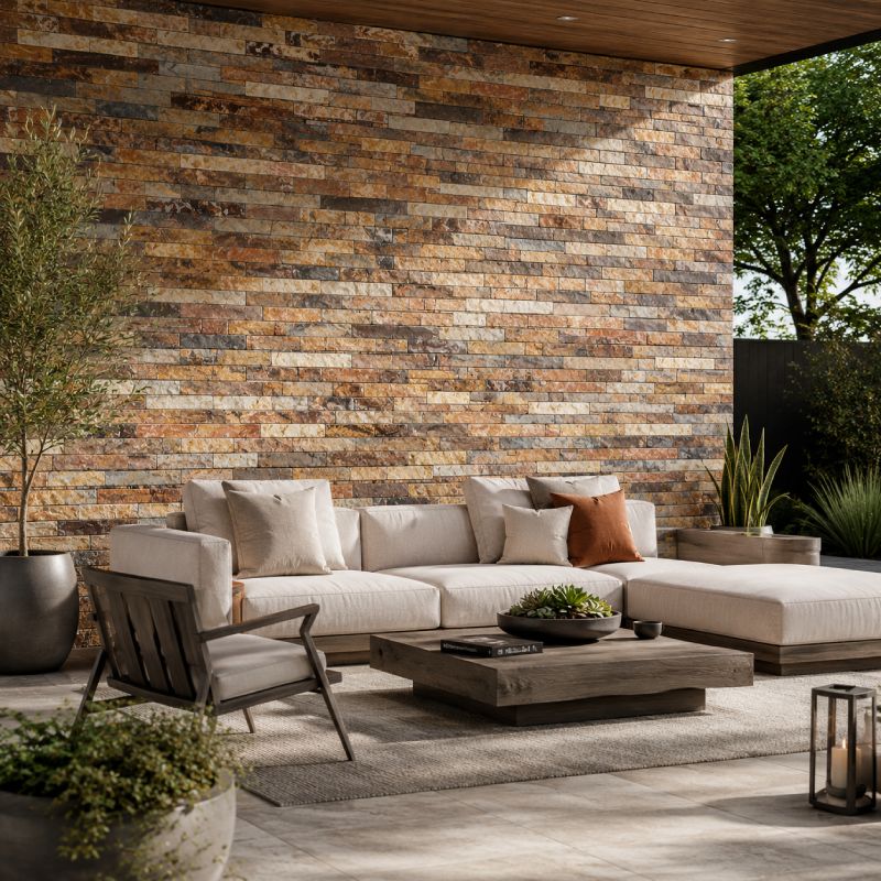 Rich Autumn Natural Stone Slate Rivens (84) - 40 x 300mm Rich Autumn Natural Stone Slate Rivens (84) - 40 x 300mm