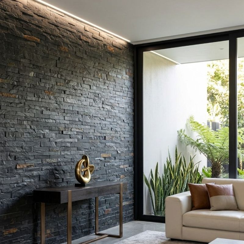 African Blue Natural Stone Slate Rivens (84) - 40 x 200mm
