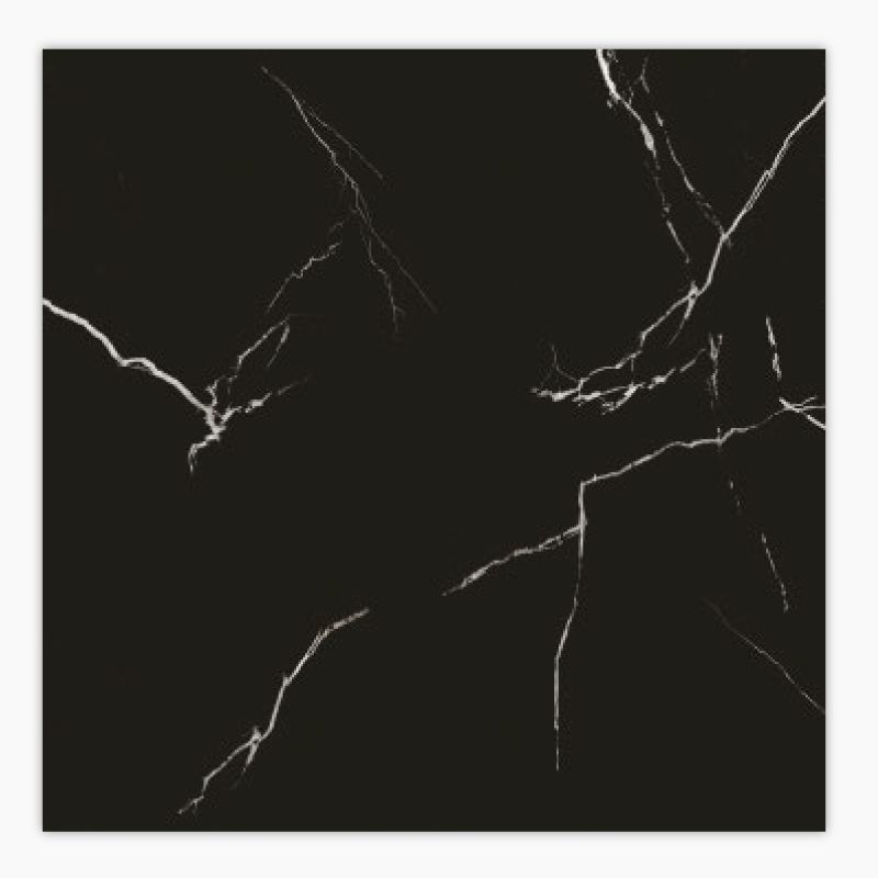 Marquina Black Shiny Porcelain Floor Tile - 600 x 600mm