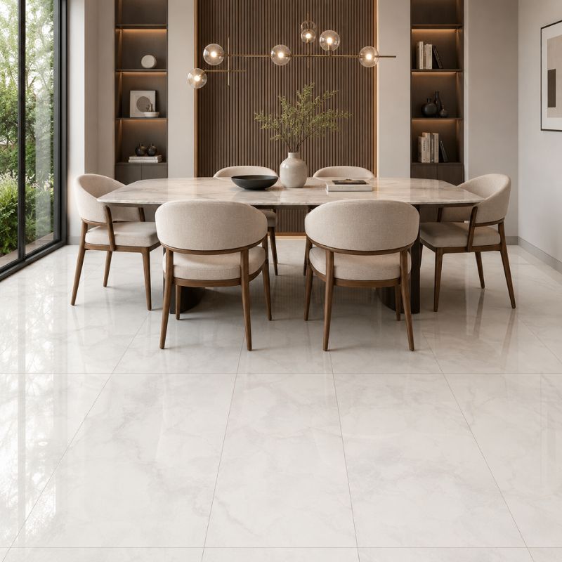 Venus White Shiny Porcelain Floor Tile - 600 x 1200mm Venus White Shiny Porcelain Floor Tile - 600 x 1200mm