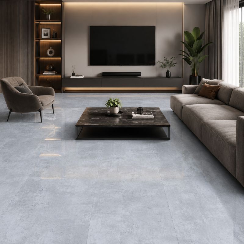 Screed Grey Concreto Shiny Porcelain Floor Tile - 600 x 1200mm Screed Grey Concreto Shiny Porcelain Floor Tile - 600 x 1200mm