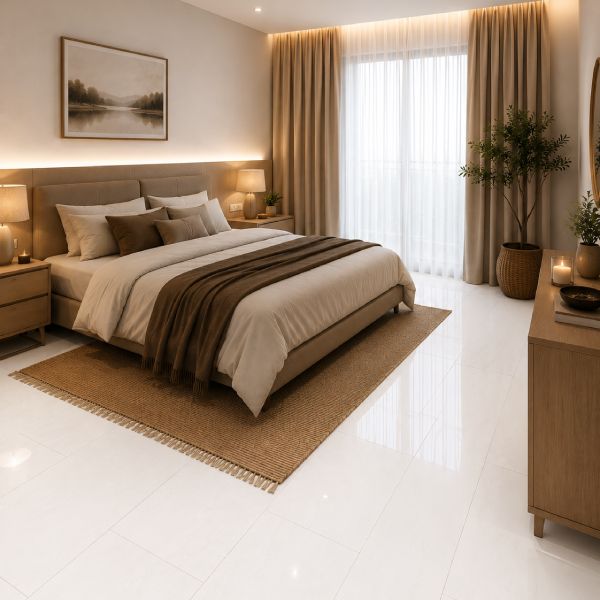 Ice White Shiny Porcelain Floor Tile - 600 x 1200mm Ice White Shiny Porcelain Floor Tile - 600 x 1200mm