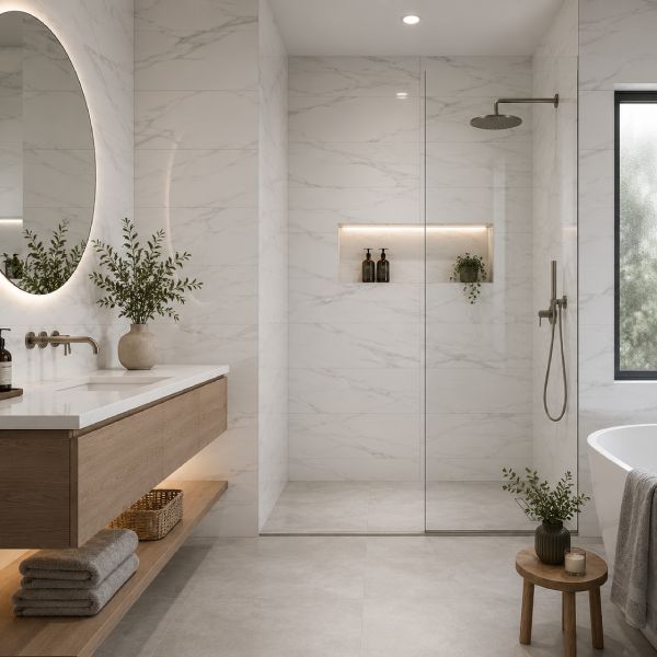 Calcutta Aloe Shiny Ceramic Wall Tile - 300 x 600mm
