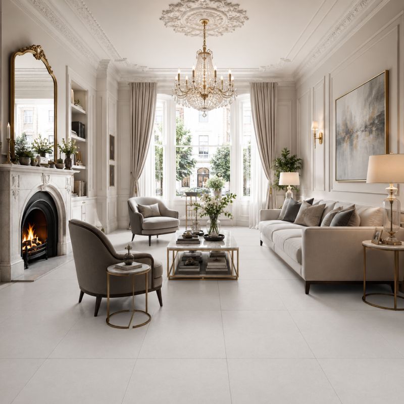 Ice White Matt Porcelain Floor Tile - 600 x 600mm Ice White Matt Porcelain Floor Tile - 600 x 600mm