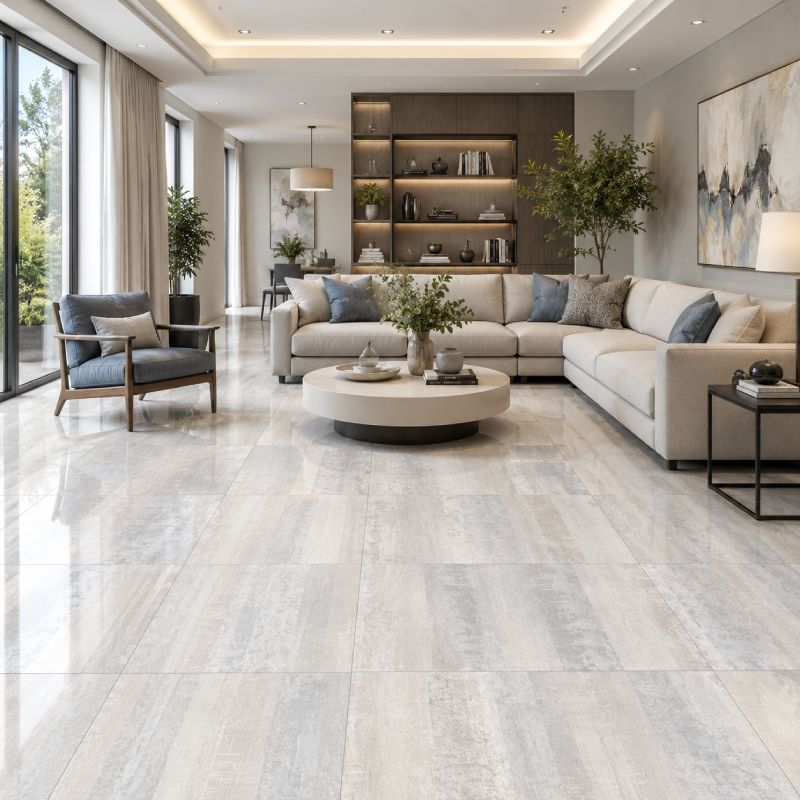 Arizona Grey Woodlock Shiny Porcelain Floor Tile - 600 x 600mm Arizona Grey Woodlock Shiny Porcelain Floor Tile - 600 x 600mm