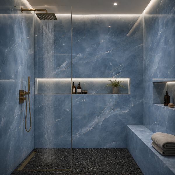 Pacific Blue Shiny Porcelain Floor Tile - 600 x 1200mm Pacific Blue Shiny Porcelain Floor Tile - 600 x 1200mm