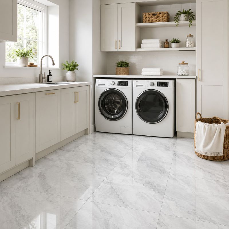 Stormy Cloud Shiny Porcelain Floor Tile - 600 x 600mm Stormy Cloud Shiny Porcelain Floor Tile - 600 x 600mm