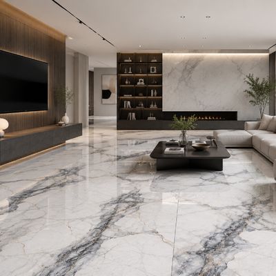 Glacier White Shiny Porcelain Floor Tile -  600 x 1200mm