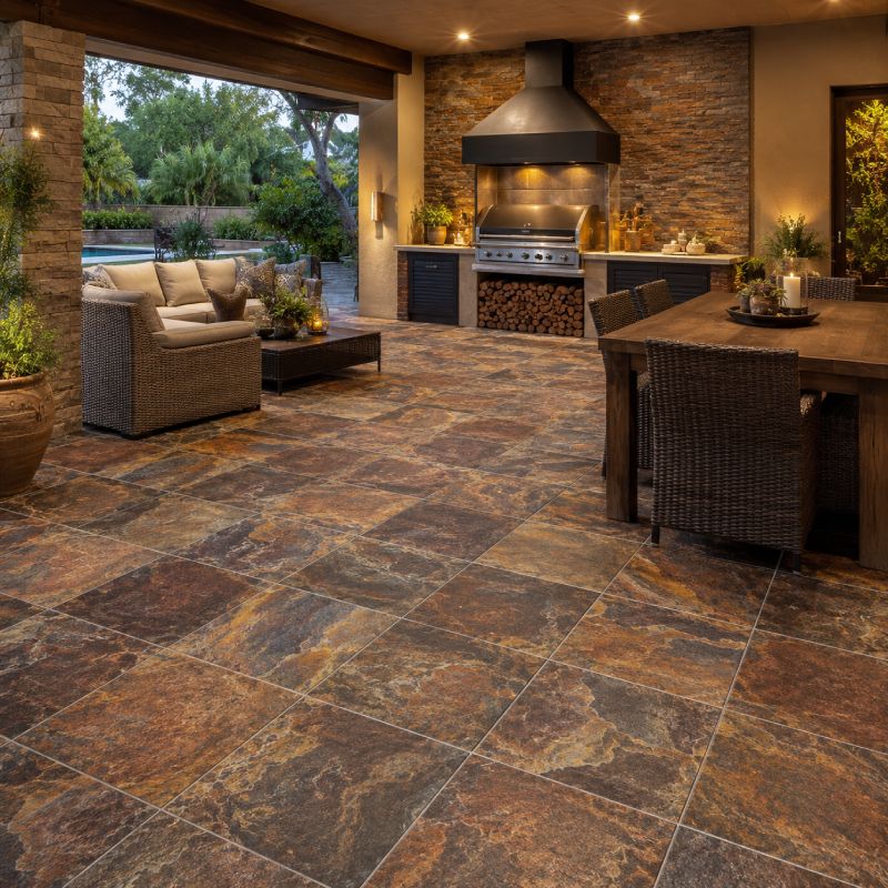 Rich Autumn Natural Stone Slate Tile - 400 x 400mm Rich Autumn Natural Stone Slate Tile - 400 x 400mm