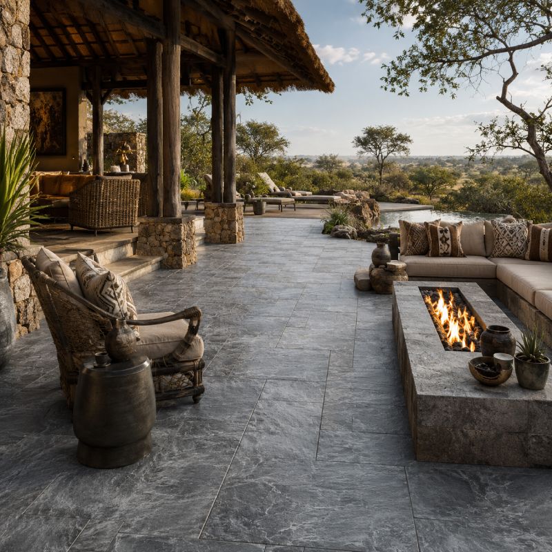 African Blue Natural Stone Slate Tile - 400 x 400mm African Blue Natural Stone Slate Tile - 400 x 400mm