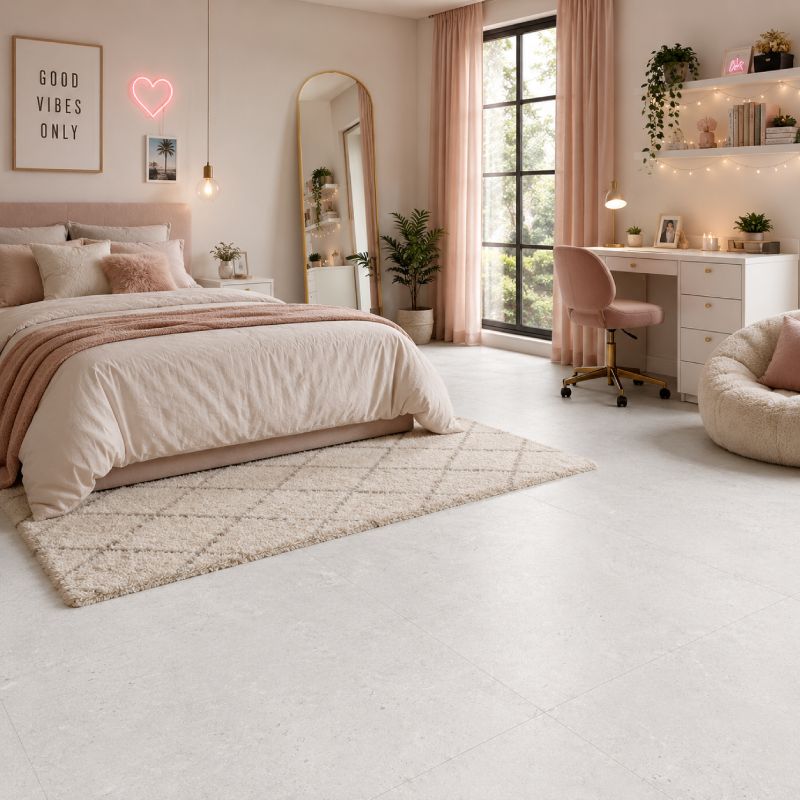 Santa Monica Light Grey Matt Porcelain Floor Tile - 800 x 800mm Santa Monica Light Grey Matt Porcelain Floor Tile - 800 x 800mm