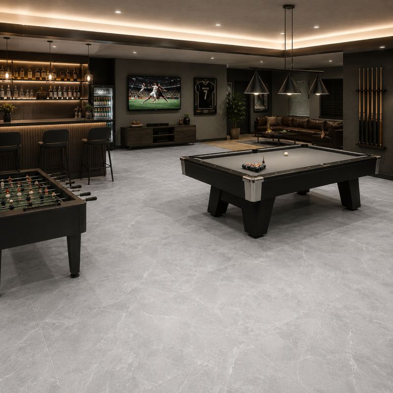 Thunder Silver Matt Porcelain Floor Tile - 800 x 800mm