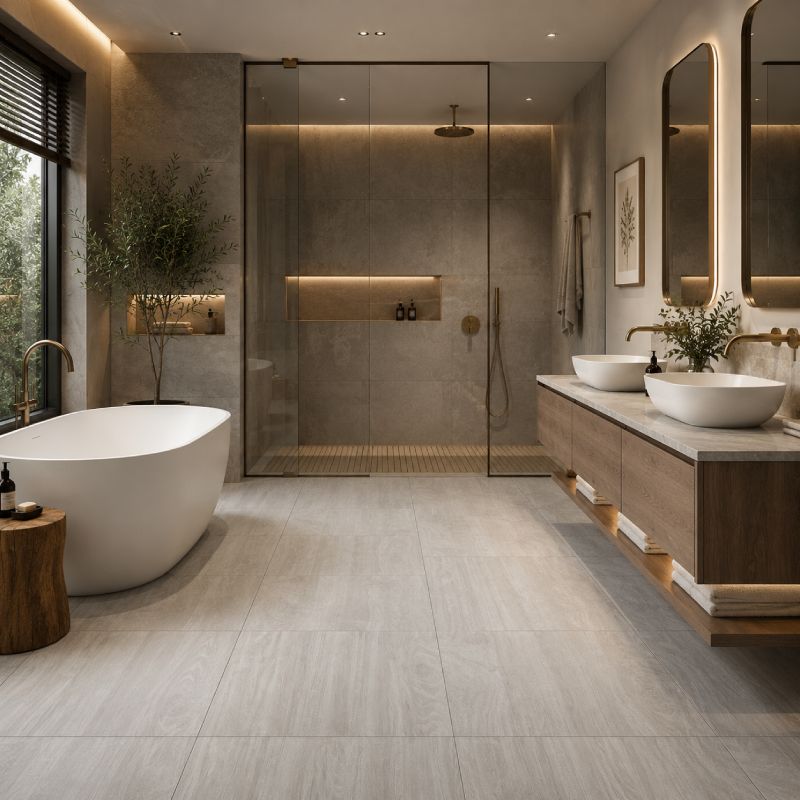 Cedarwood Ash Matt Porcelain Floor Tile - 600 x 600mm Cedarwood Ash Matt Porcelain Floor Tile - 600 x 600mm