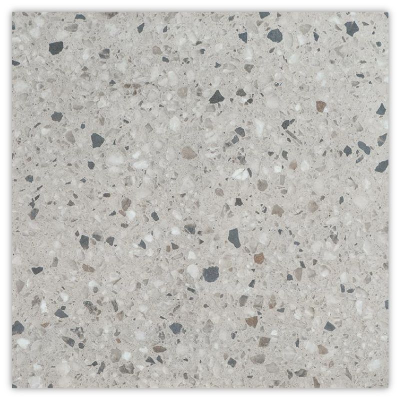 Terrazzo Light Grey Slip-Resistant Porcelain Floor Tile - 600 x 600mm