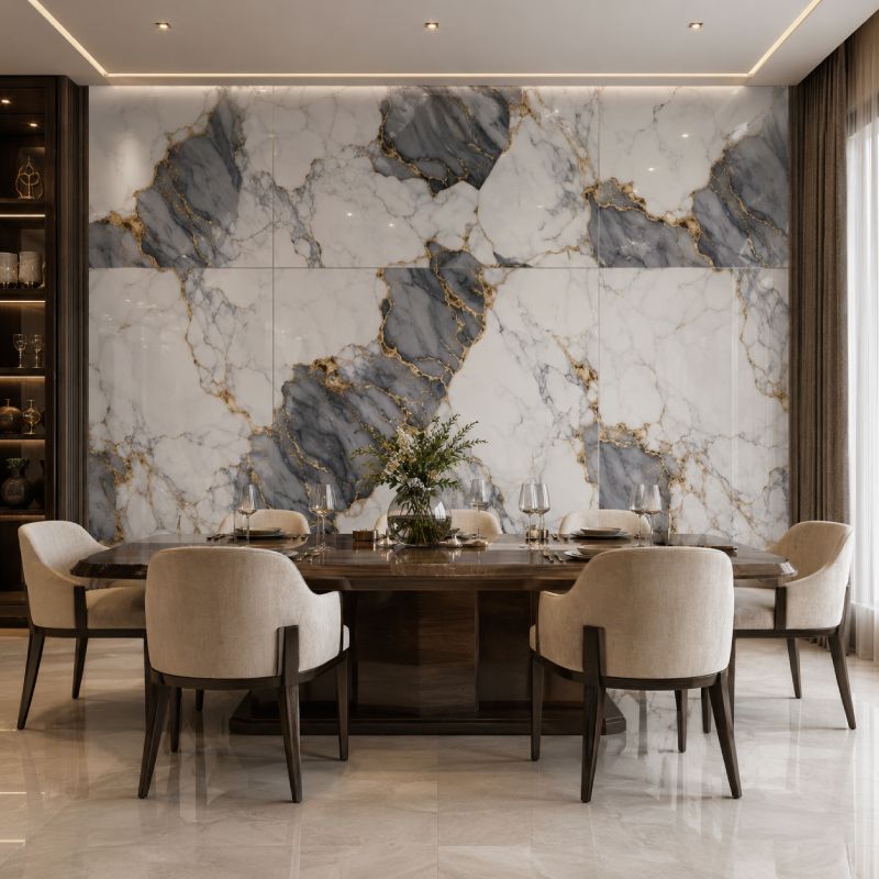 Onyx Gold Shiny Porcelain Floor Tile - 600 x 1200mm