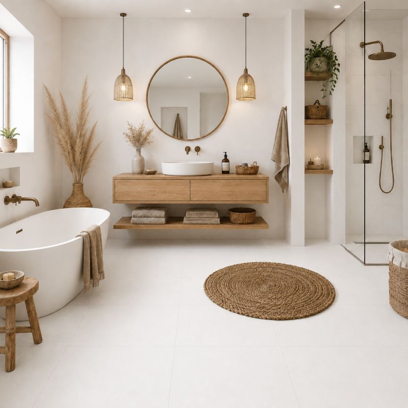 Pure White Matt Porcelain Floor Tile - 800 x 800mm Pure White Matt Porcelain Floor Tile - 800 x 800mm