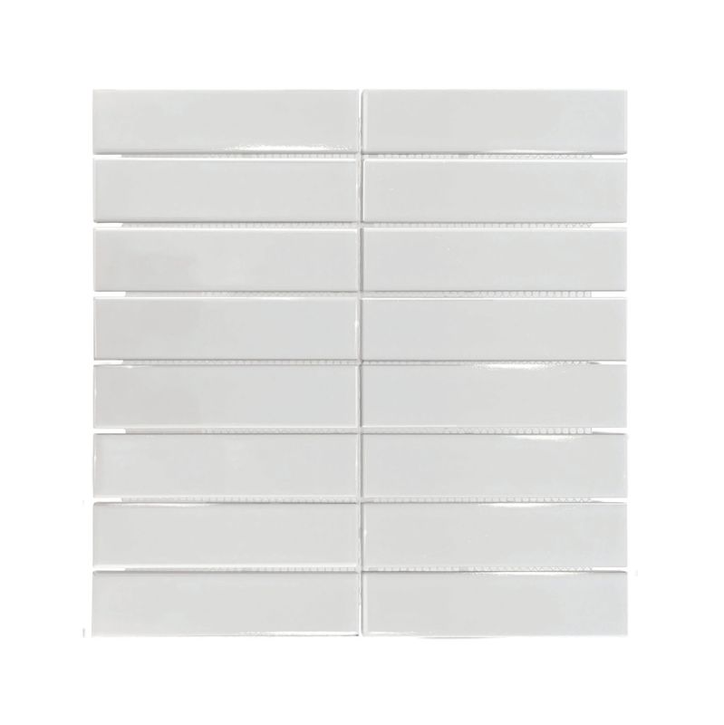 Porcelain Mosaic Strip White - 300 x 300mm Porcelain Mosaic Strip White - 300 x 300mm