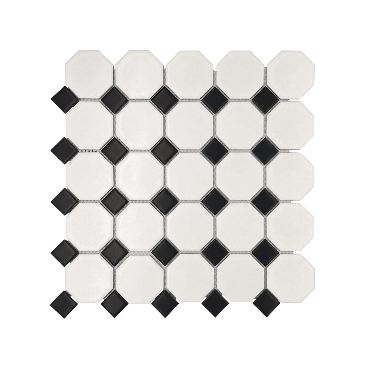 Porcelain Mosaic Victorian Matt White &amp; Black