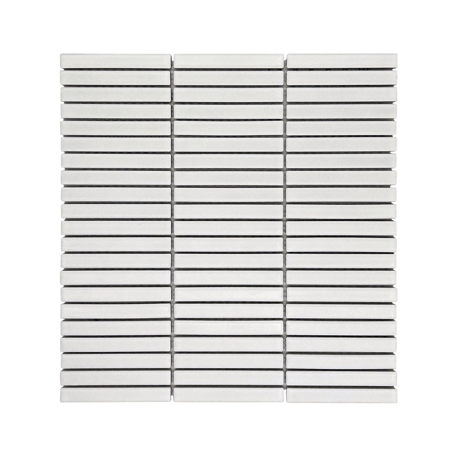 Porcelain Mosaic Mini Strip Matt White