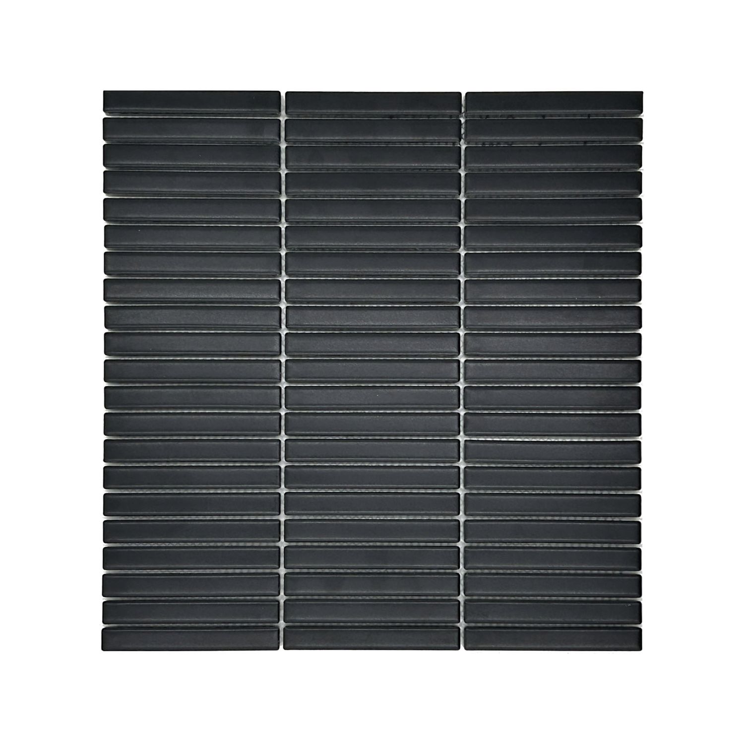 Porcelain Mosaic Mini Strip Matt Black
