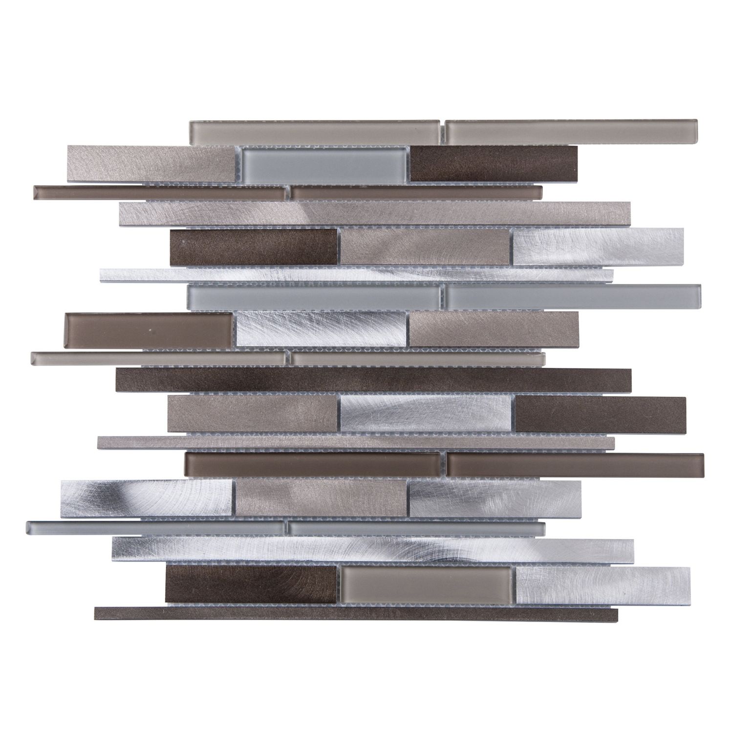 Glass &amp; Aluminium Mosaic Brown Mix