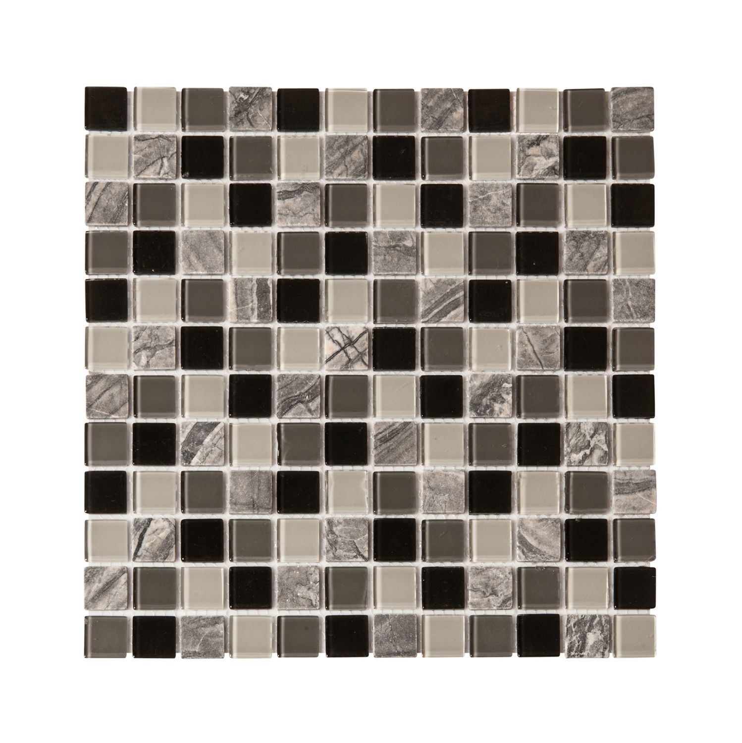 Glass &amp; Stone Mosaic Black &amp; Grey